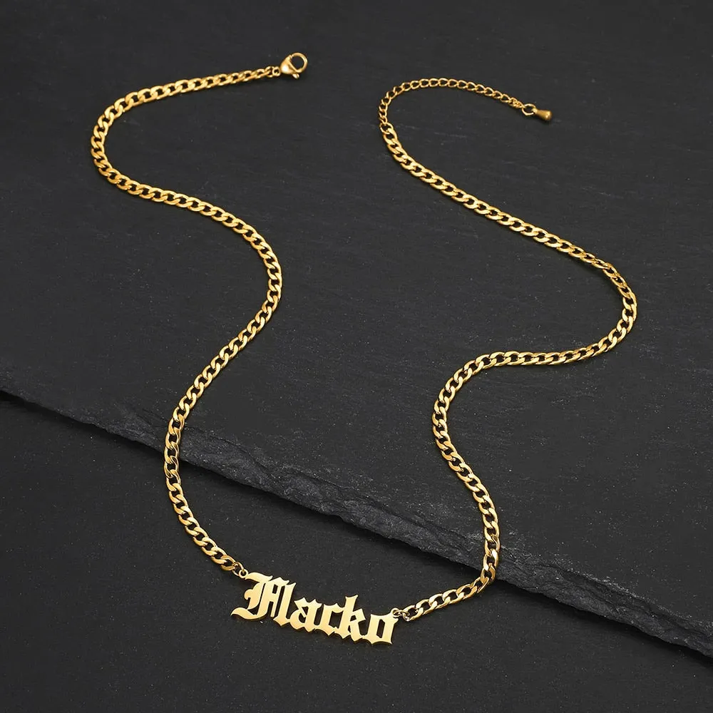 Personalized Name Necklace with a stethoscope For Women Men Gold Silver Chain Lovers