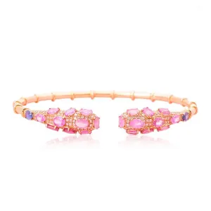 Pink Bracelet With Natural Sapphire & Natural Diamonds In Rose Gold