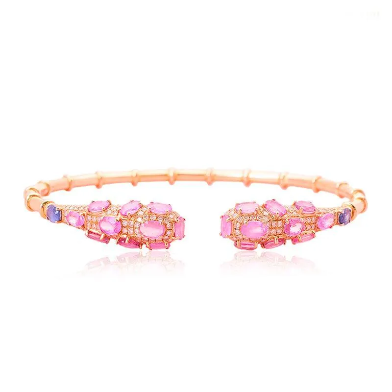 Pink Bracelet With Natural Sapphire & Natural Diamonds In Rose Gold