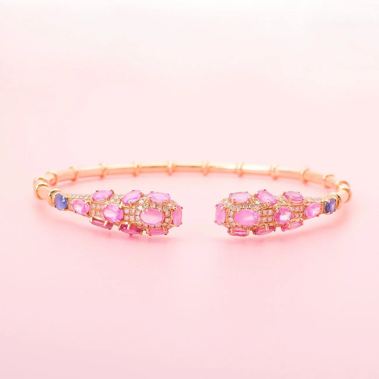 Pink Bracelet With Natural Sapphire & Natural Diamonds In Rose Gold