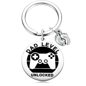 "Dad Level Unlocked" Charm Key Ring