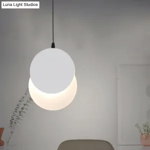 Rotatable LED Pendant Hanging Lamp with Acrylic Shade in Warm/White Light, 7"/11"W - Black/White Modern Design