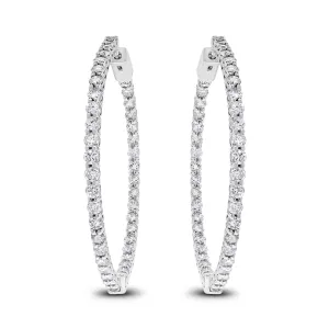 Round Diamond Hoops (6.15 ct Diamonds) in White Gold