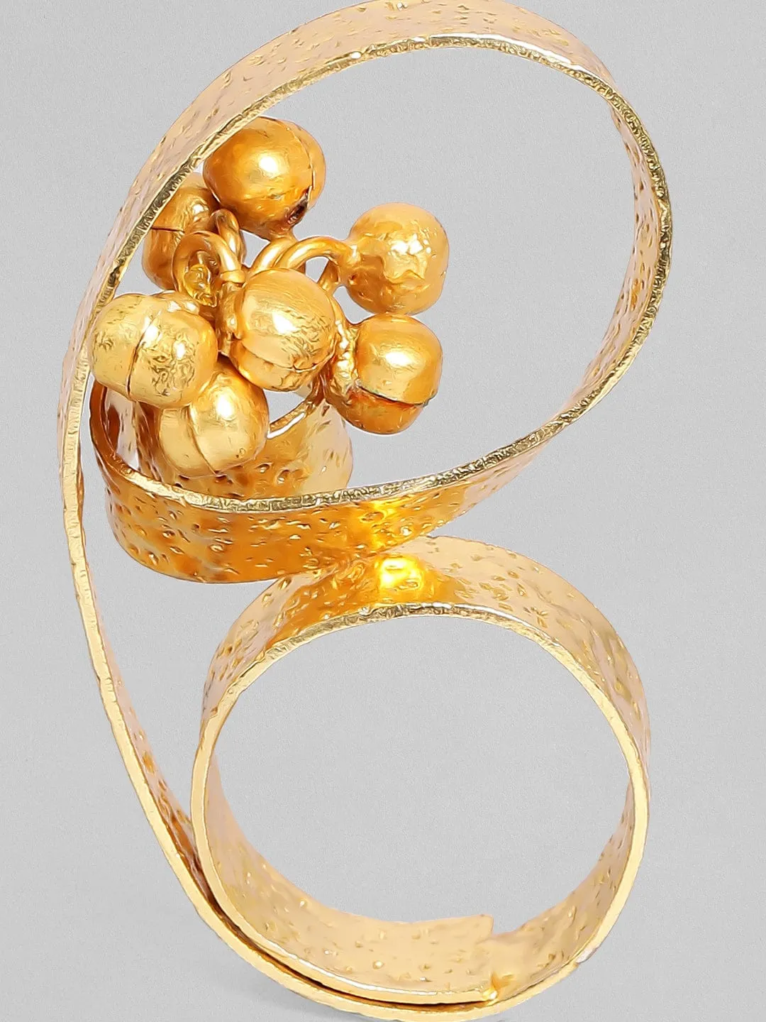 Rubans 24K Gold Plated Handcrafted Ring With Unique Design And Golden Beads