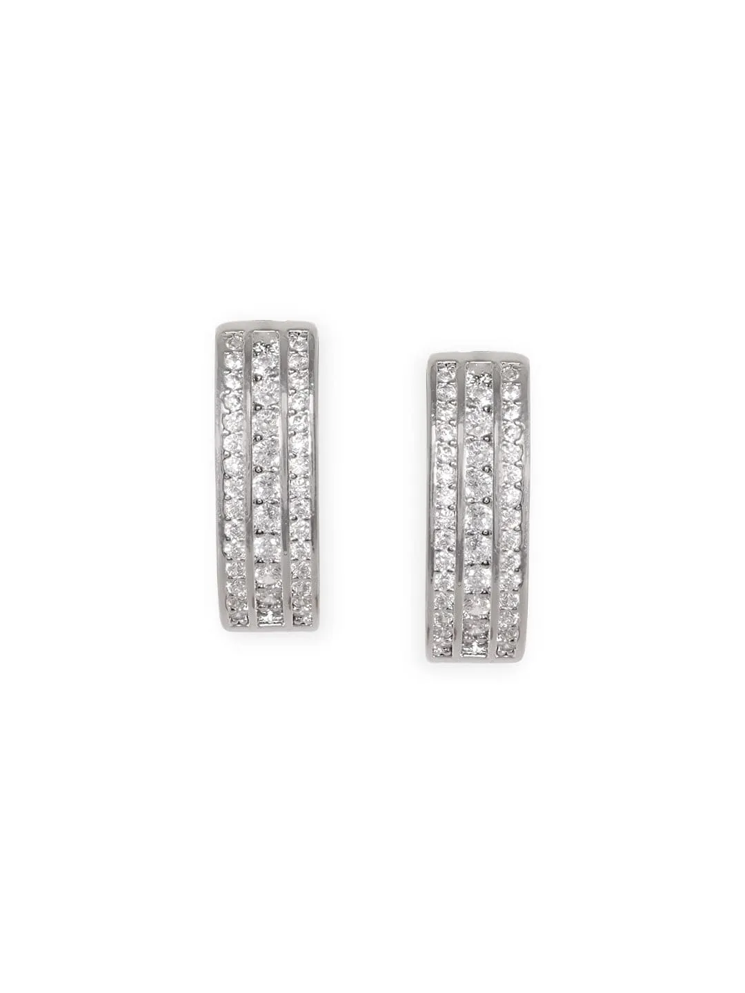 Rubans Voguish Silver Sophistication Huggie Hoop Earrings for Effortless Style