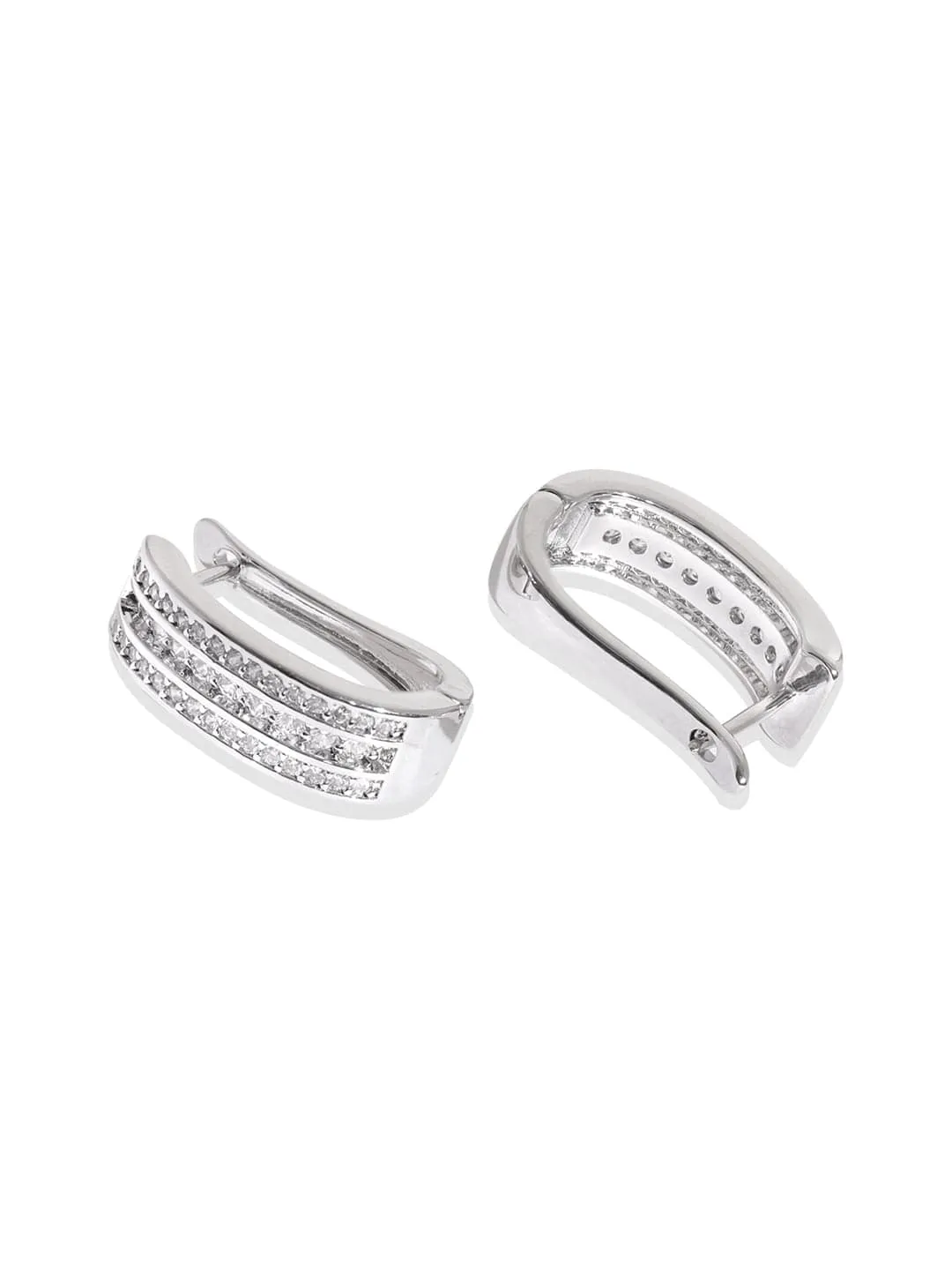 Rubans Voguish Silver Sophistication Huggie Hoop Earrings for Effortless Style