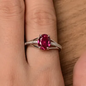 Ruby Unique Promise Rings - 925 Sterling Silver Ring