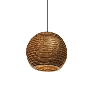 Rustic Brown Corrugated Paper Pendant Light for Dining Room - Globe/Oval/Vase Design