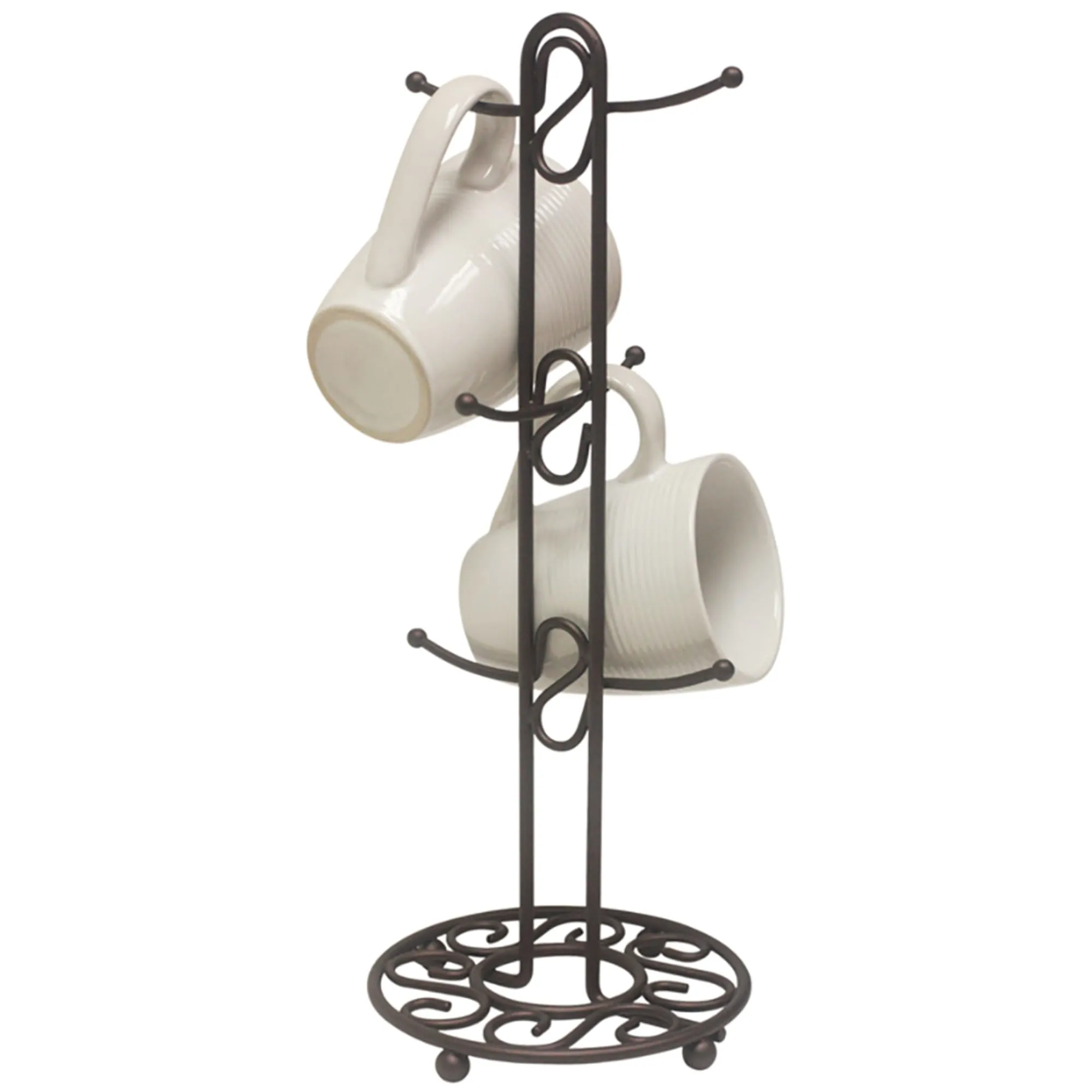 Scroll Collection Steel Mug Tree, Bronze