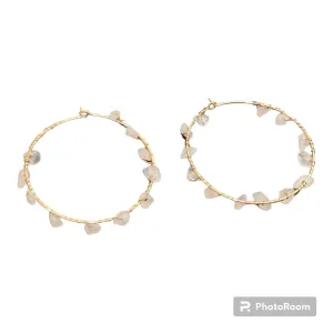 Secretly Posh Gold And Rose Quartz Woven Hoop Earrings