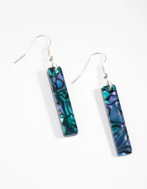 Silver Acrylic Rectangle Drop Earrings