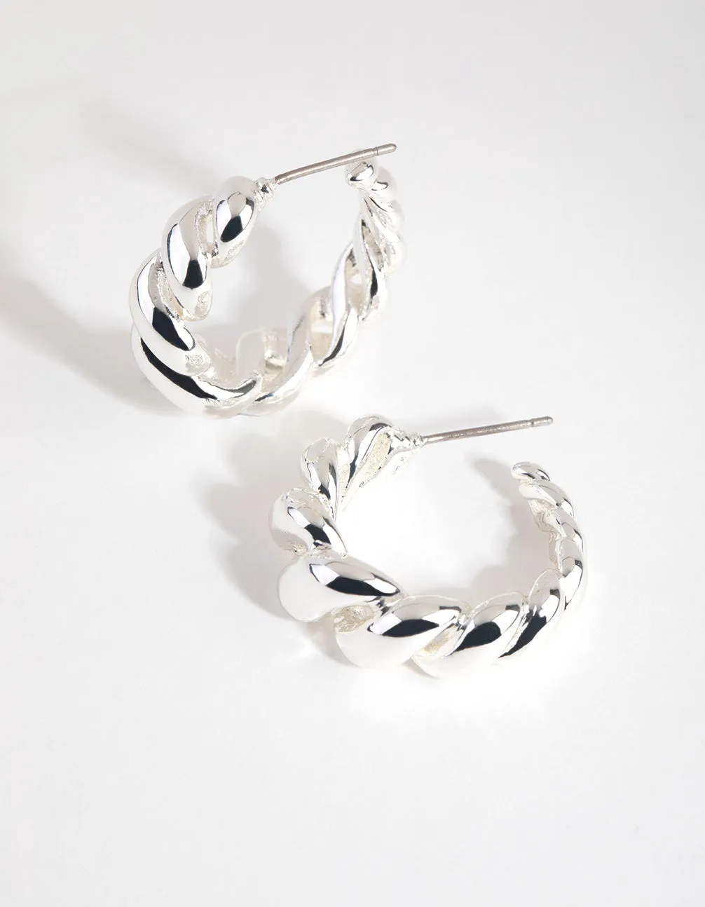 Silver Plated Gradual Swirl Hoop Earrings