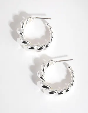 Silver Plated Gradual Swirl Hoop Earrings