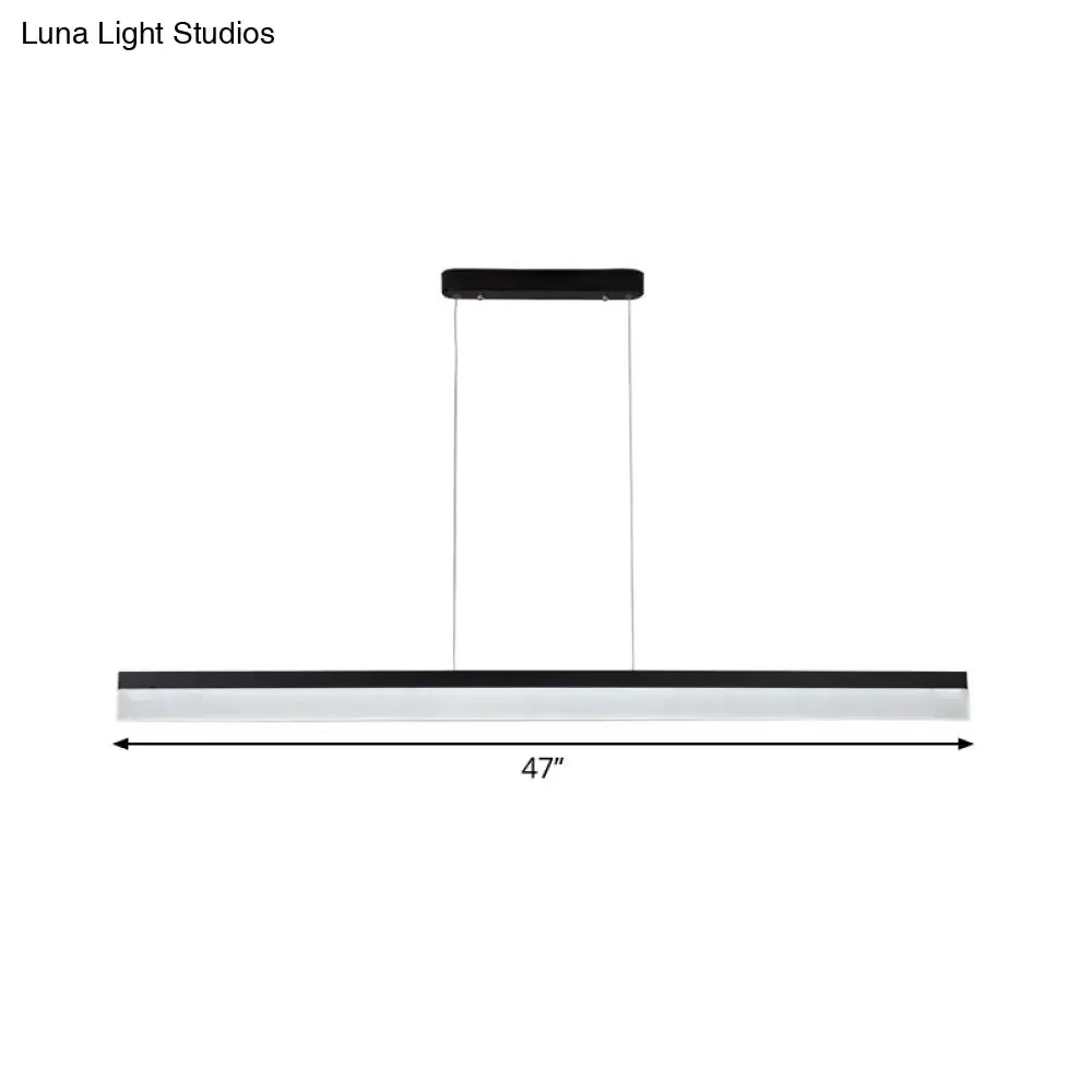 Simple Black Ultrathin Linear Ceiling Lamp with Wide LED Acrylic Pendant - Ideal for Office (23.5"/35.5"/47")