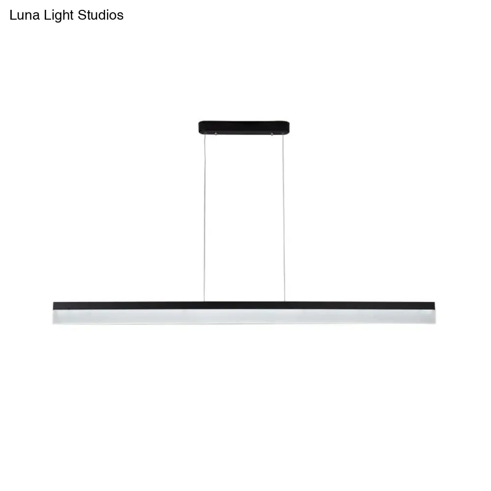 Simple Black Ultrathin Linear Ceiling Lamp with Wide LED Acrylic Pendant - Ideal for Office (23.5"/35.5"/47")