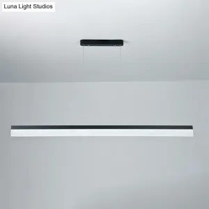 Simple Black Ultrathin Linear Ceiling Lamp with Wide LED Acrylic Pendant - Ideal for Office (23.5"/35.5"/47")