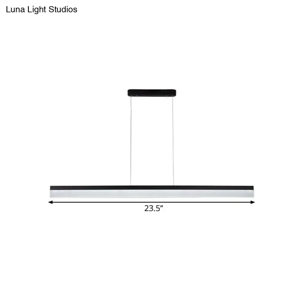 Simple Black Ultrathin Linear Ceiling Lamp with Wide LED Acrylic Pendant - Ideal for Office (23.5"/35.5"/47")