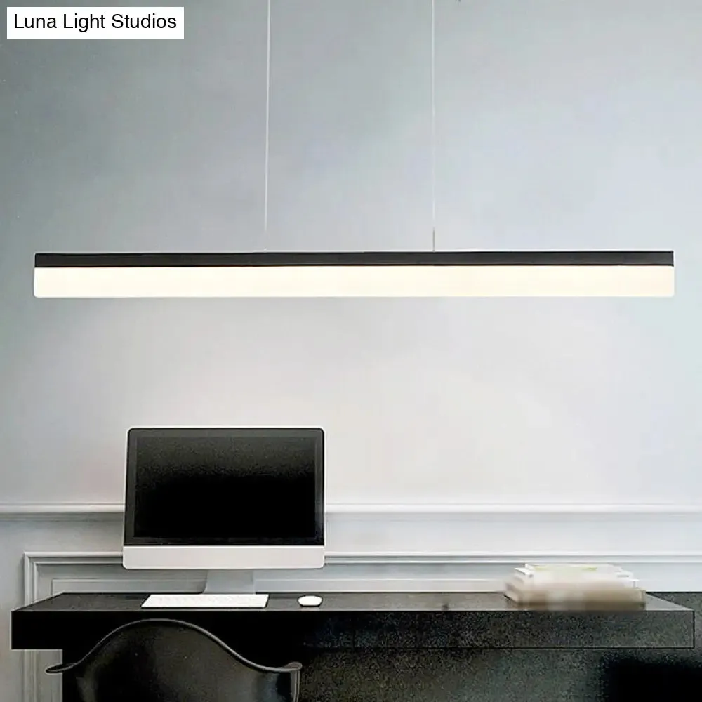 Simple Black Ultrathin Linear Ceiling Lamp with Wide LED Acrylic Pendant - Ideal for Office (23.5"/35.5"/47")