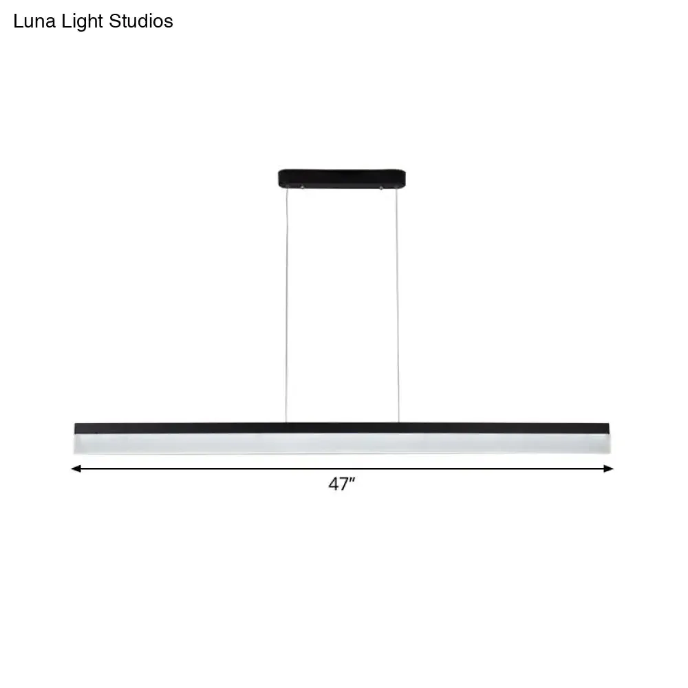 Simple Black Ultrathin Linear Ceiling Lamp with Wide LED Acrylic Pendant - Ideal for Office (23.5"/35.5"/47")