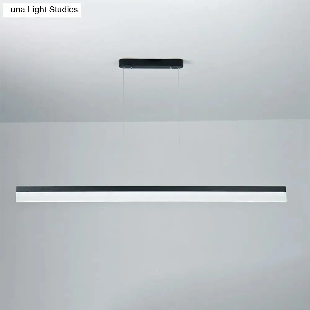 Simple Black Ultrathin Linear Ceiling Lamp with Wide LED Acrylic Pendant - Ideal for Office (23.5"/35.5"/47")