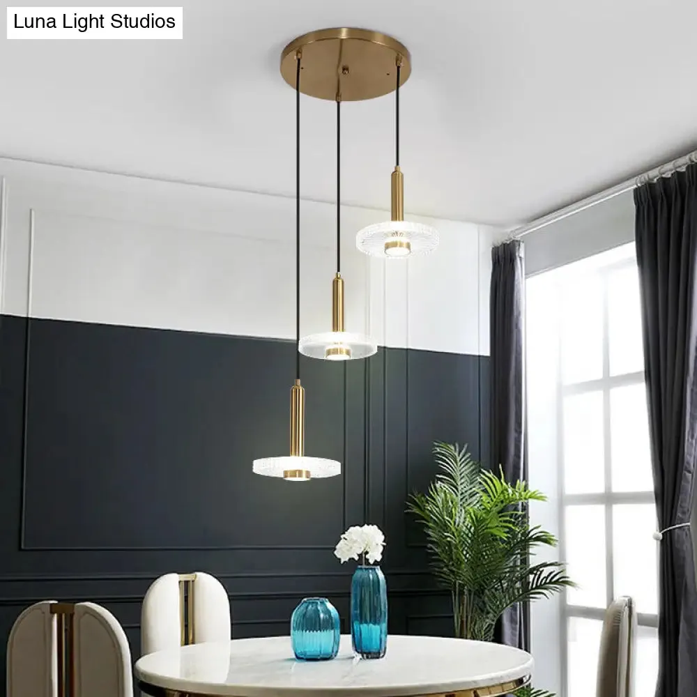 Sleek Gold LED Hanging Light Fixture for Bedroom - Simplicity Acrylic Shade Ceiling Lamp