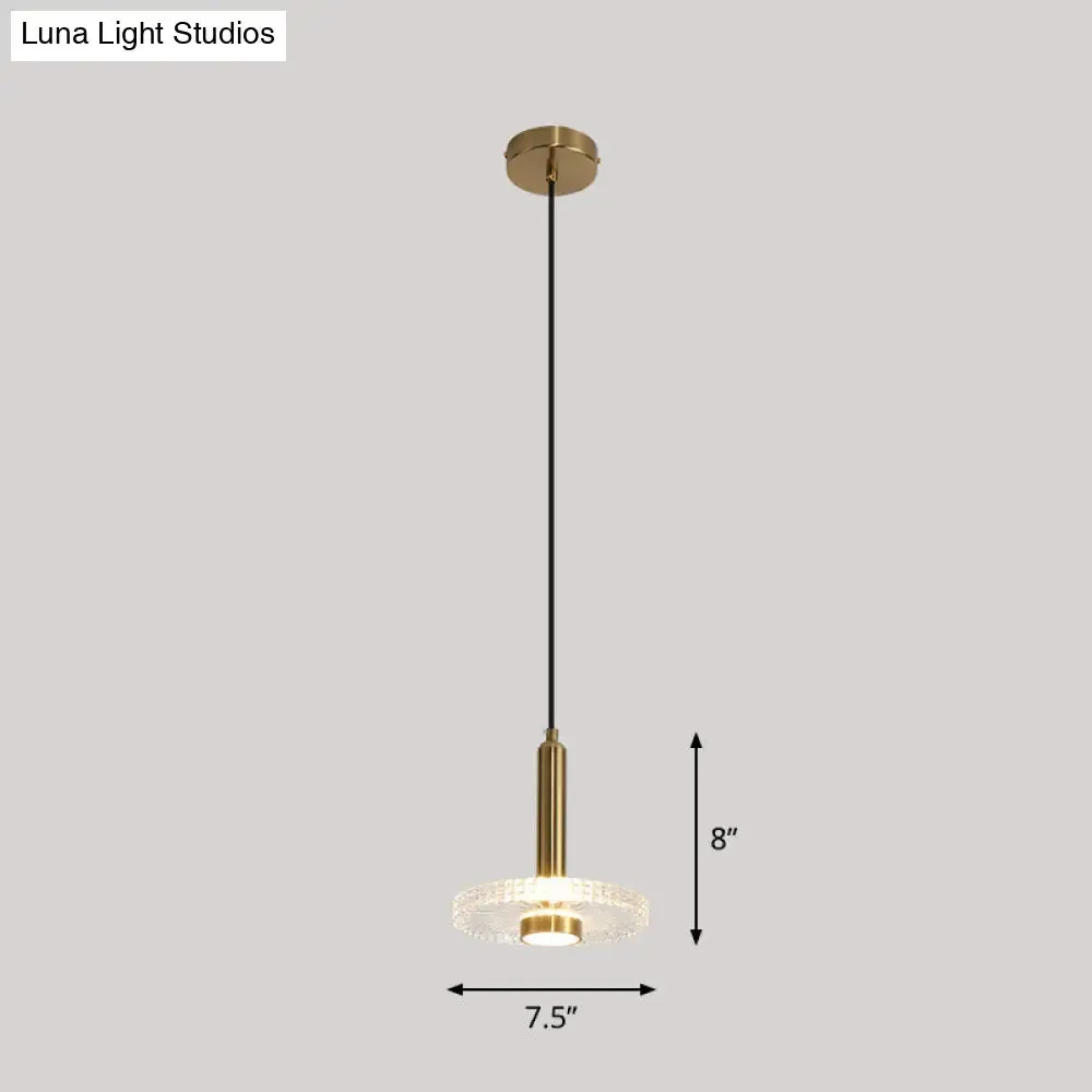 Sleek Gold LED Hanging Light Fixture for Bedroom - Simplicity Acrylic Shade Ceiling Lamp