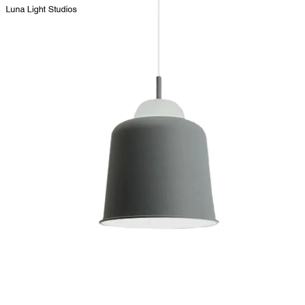 Sleek Monochrome Metal Suspension Light for Study Room - Single Light Hanging Lamp