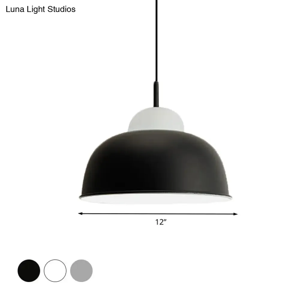 Sleek Monochrome Metal Suspension Light for Study Room - Single Light Hanging Lamp