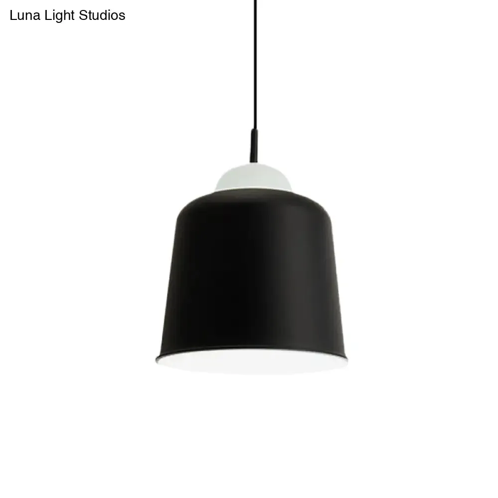 Sleek Monochrome Metal Suspension Light for Study Room - Single Light Hanging Lamp