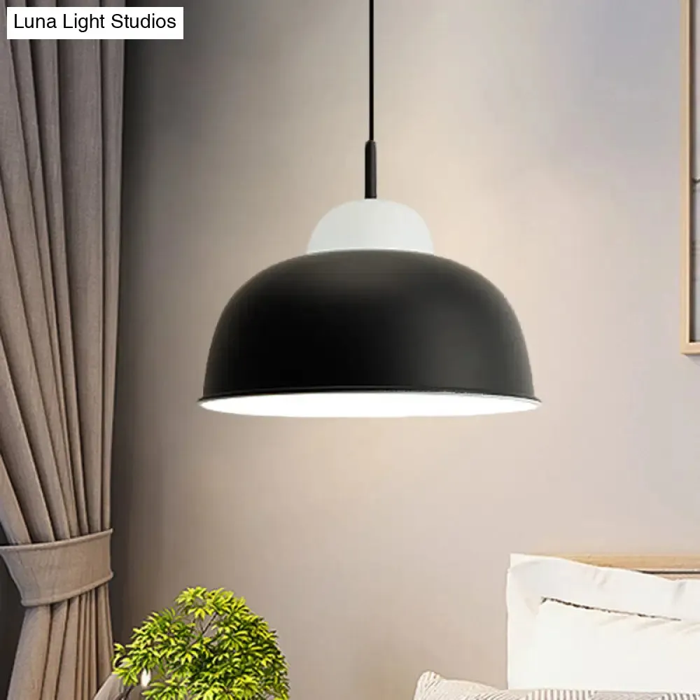 Sleek Monochrome Metal Suspension Light for Study Room - Single Light Hanging Lamp