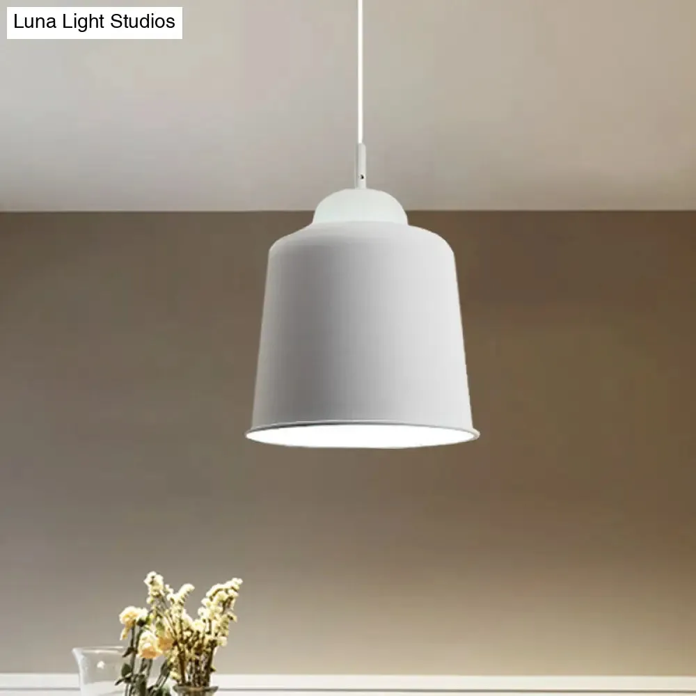 Sleek Monochrome Metal Suspension Light for Study Room - Single Light Hanging Lamp