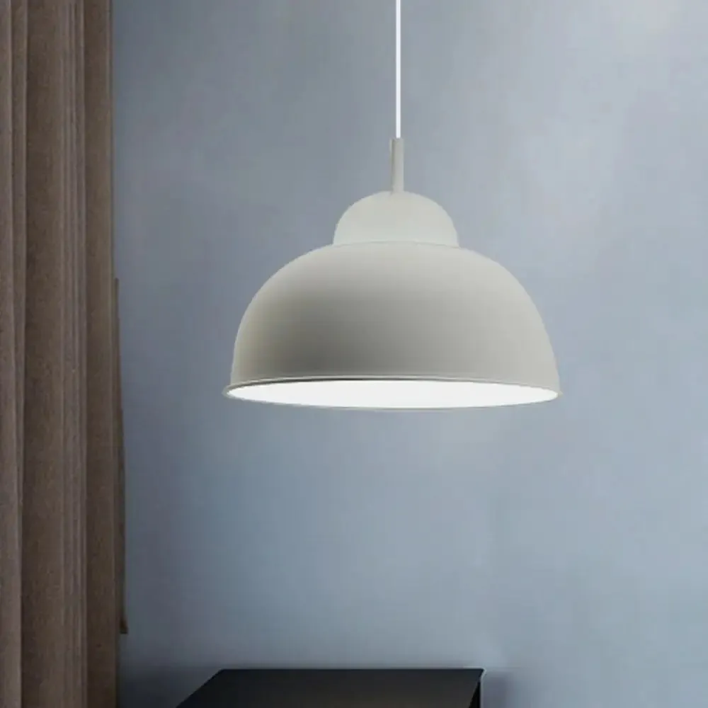 Sleek Monochrome Metal Suspension Light for Study Room - Single Light Hanging Lamp