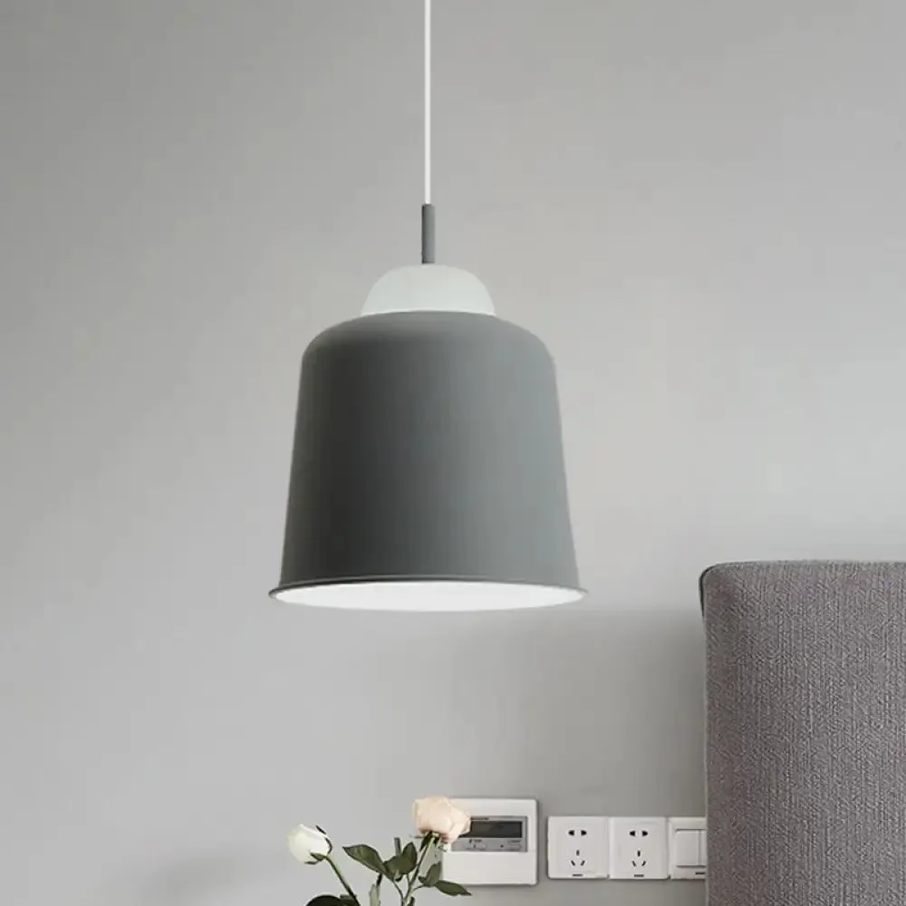 Sleek Monochrome Metal Suspension Light for Study Room - Single Light Hanging Lamp