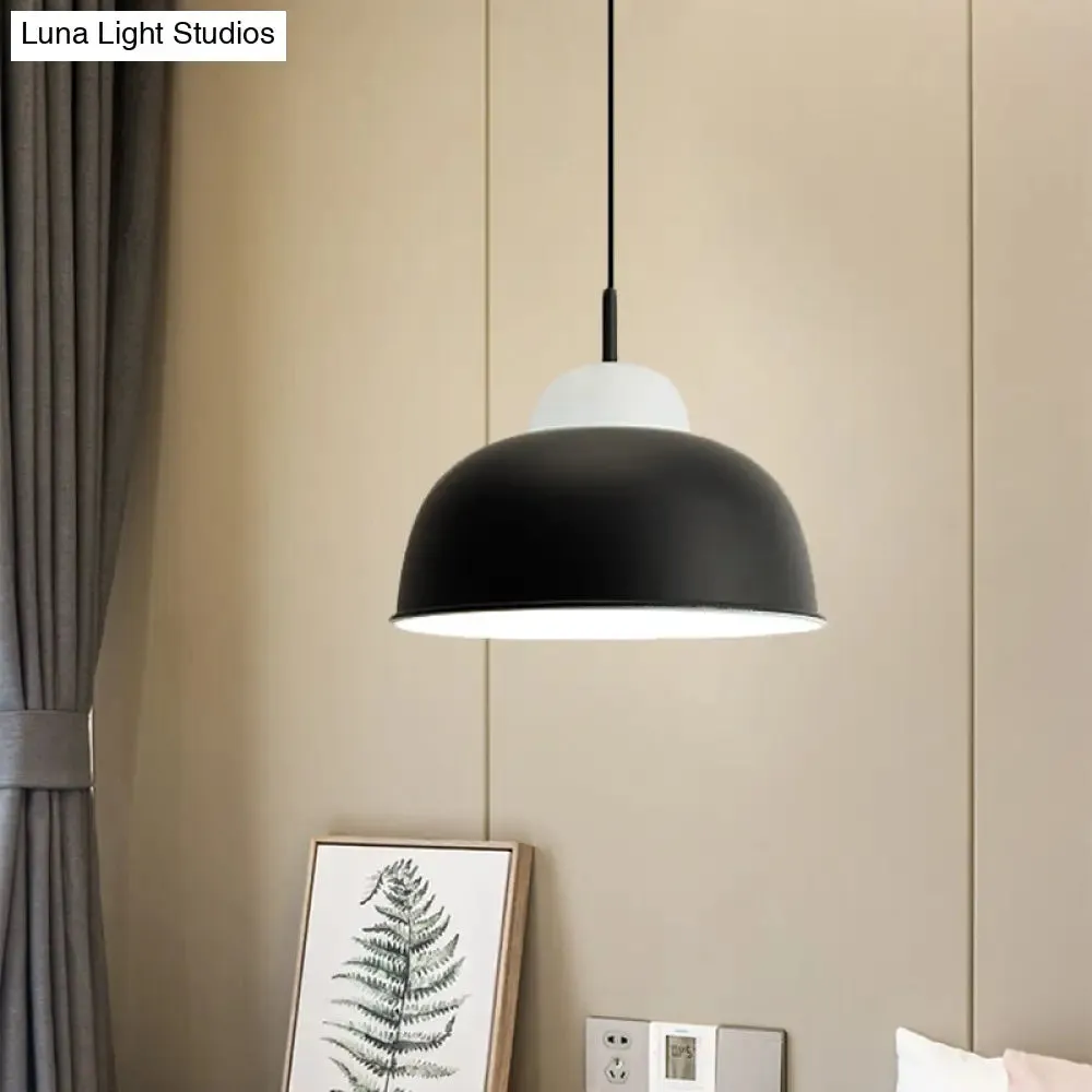 Sleek Monochrome Metal Suspension Light for Study Room - Single Light Hanging Lamp