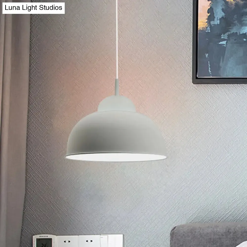 Sleek Monochrome Metal Suspension Light for Study Room - Single Light Hanging Lamp