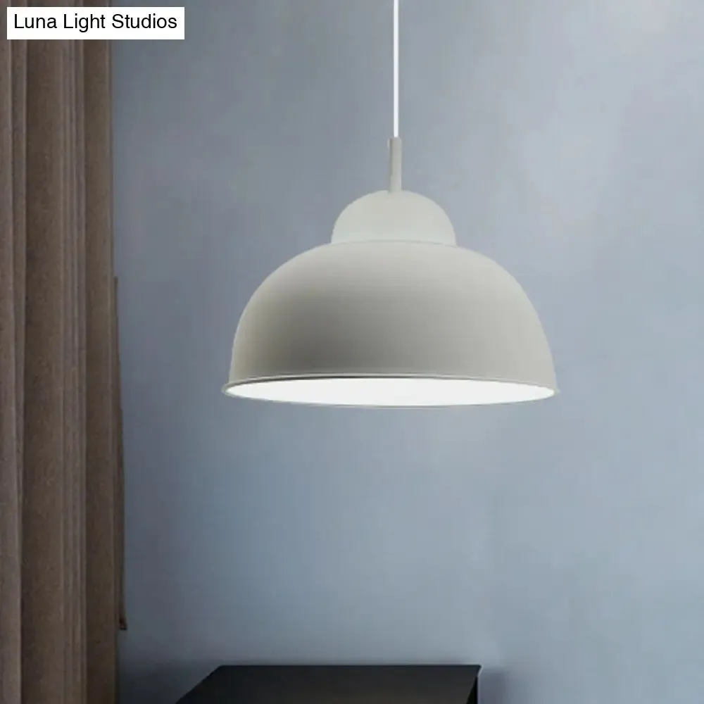 Sleek Monochrome Metal Suspension Light for Study Room - Single Light Hanging Lamp