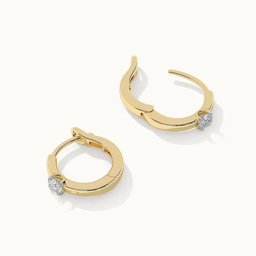 Small Single Diamond Hoops