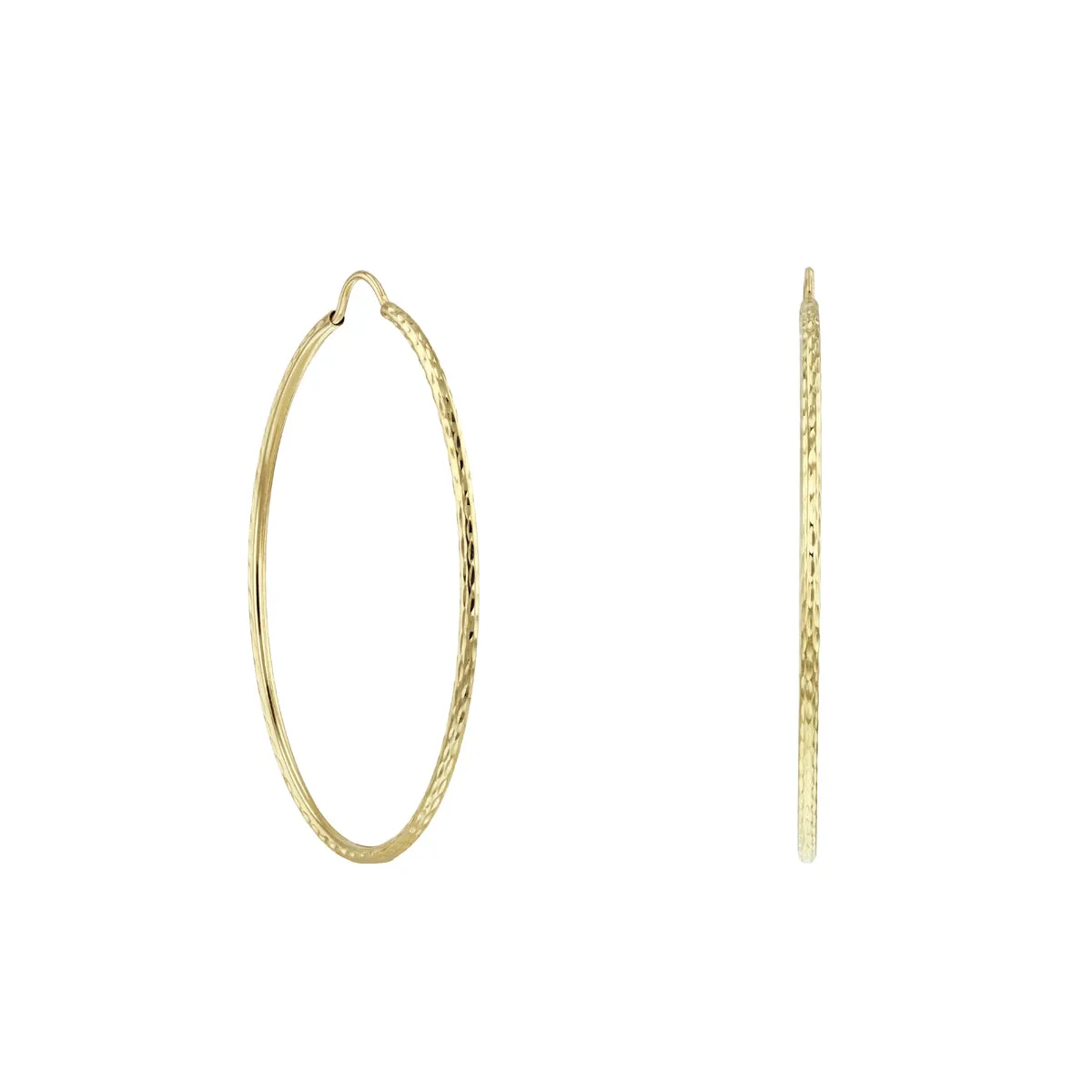 Soleil Collection 40mm Diamond Cut Hoop Earrings | 9K Solid Yellow Gold