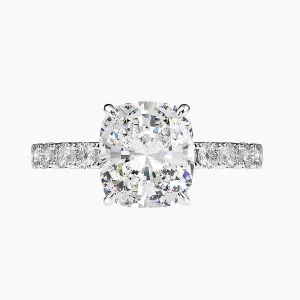 Square Cushion Cut Engagement Ring in Sterling Silver