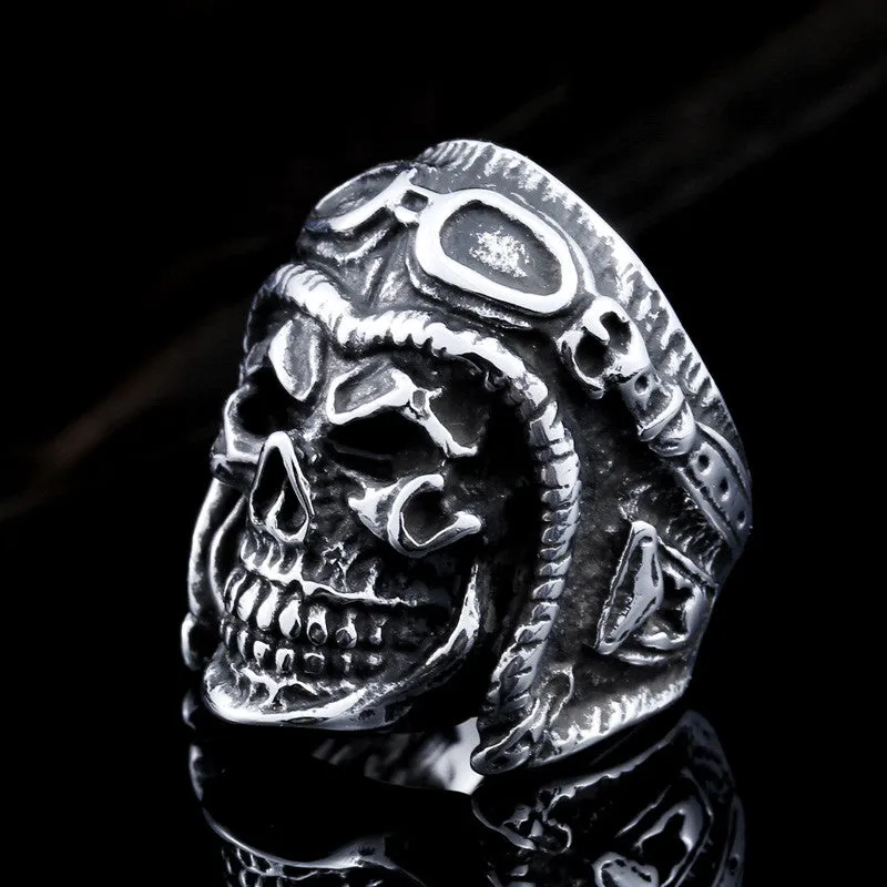 Steel soldier new style stainless steel skull astronaut ring for men unique vintage jewelry for men