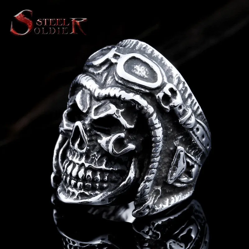 Steel soldier new style stainless steel skull astronaut ring for men unique vintage jewelry for men