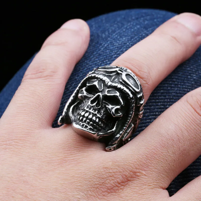 Steel soldier new style stainless steel skull astronaut ring for men unique vintage jewelry for men