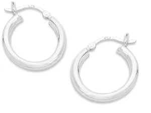 Sterling Silver 15mm Plain Hoop Earrings