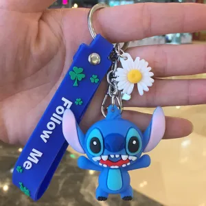 Stitch Kiki Keychains Cartoon Baby Boy Girl KeyRings Women Lovely Bag Key Chain Monster Accessories