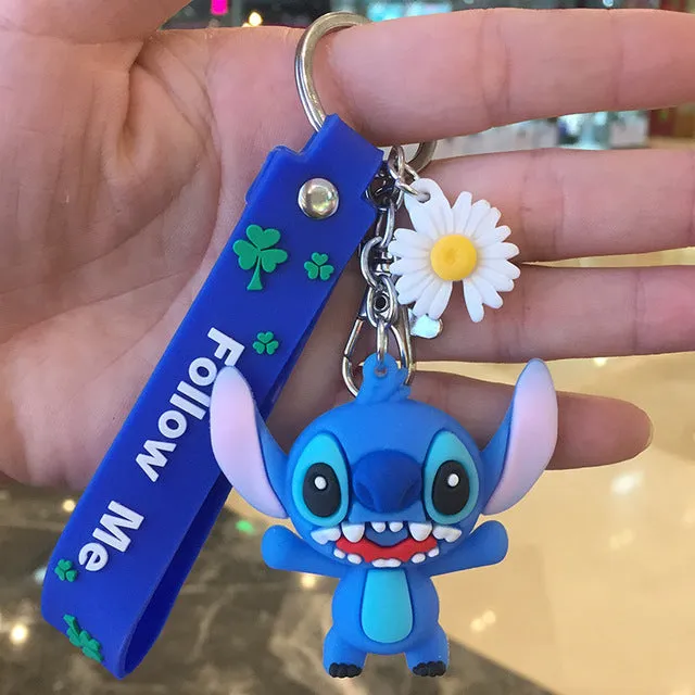 Stitch Kiki Keychains Cartoon Baby Boy Girl KeyRings Women Lovely Bag Key Chain Monster Accessories