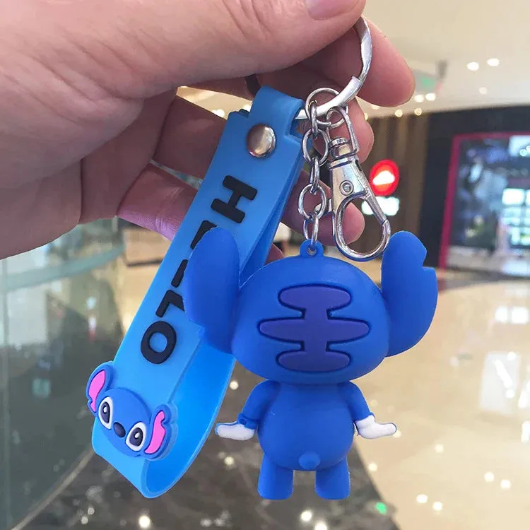 Stitch Kiki Keychains Cartoon Baby Boy Girl KeyRings Women Lovely Bag Key Chain Monster Accessories