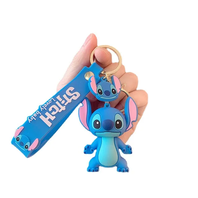 Stitch Kiki Keychains Cartoon Baby Boy Girl KeyRings Women Lovely Bag Key Chain Monster Accessories