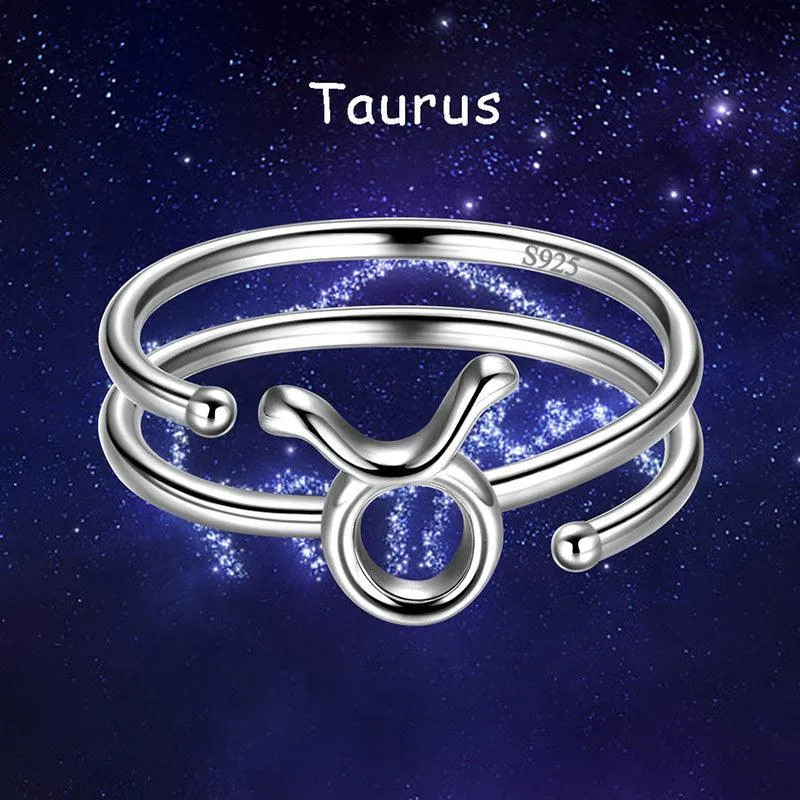 Taurus Rings Zodiac Sign Jewelry Women Girls Birthday Gifts 925 Sterling Silver