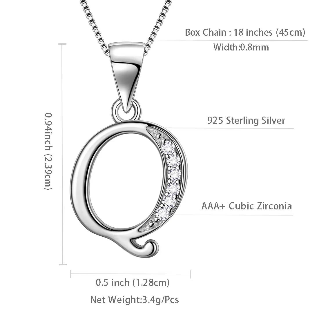 Tokyo Mart Letter Q Initial Necklaces Pendant Women Men Name Jewelry Gift 925 Silver