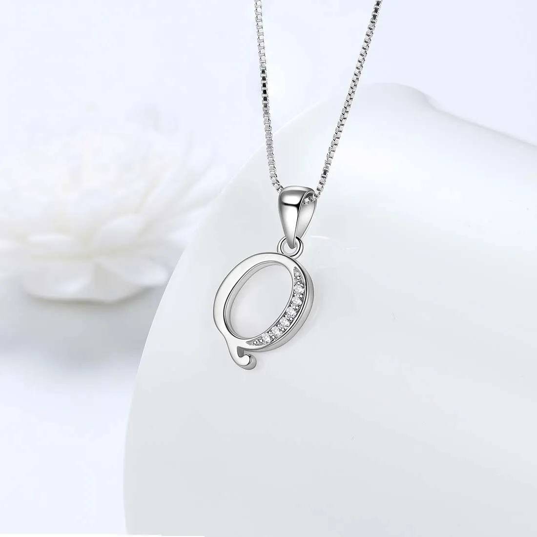 Tokyo Mart Letter Q Initial Necklaces Pendant Women Men Name Jewelry Gift 925 Silver